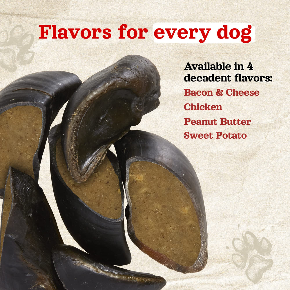 Natural Farm Sweet Potato Filled Cow Hooves on shelf — ready for health-conscious pet parents.