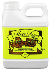 Natural Pet Products Flea-Free liquid bottle highlights organic ingredients for gentle flea support