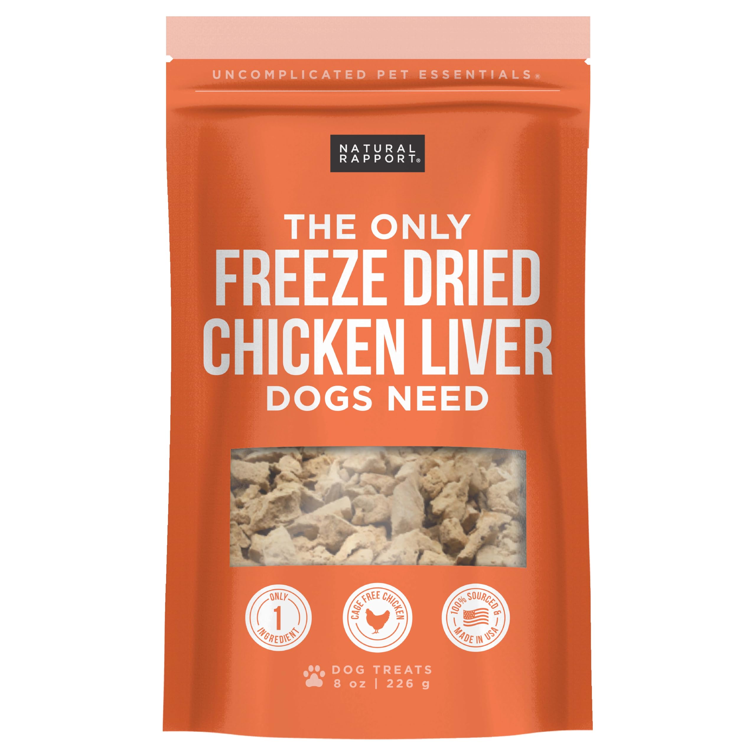 Natural Rapport chicken liver dog treats pack front view for quick rewards on walks