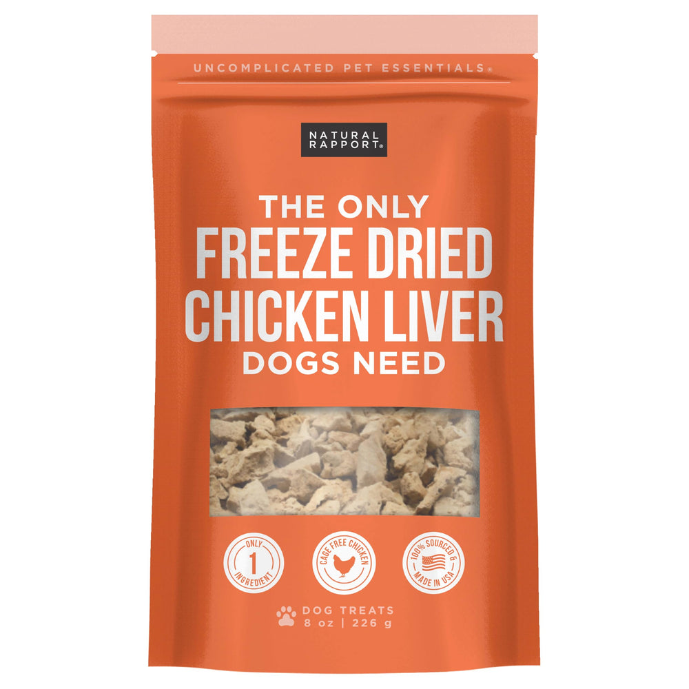 Natural Rapport chicken liver dog treats pack front view for quick rewards on walks