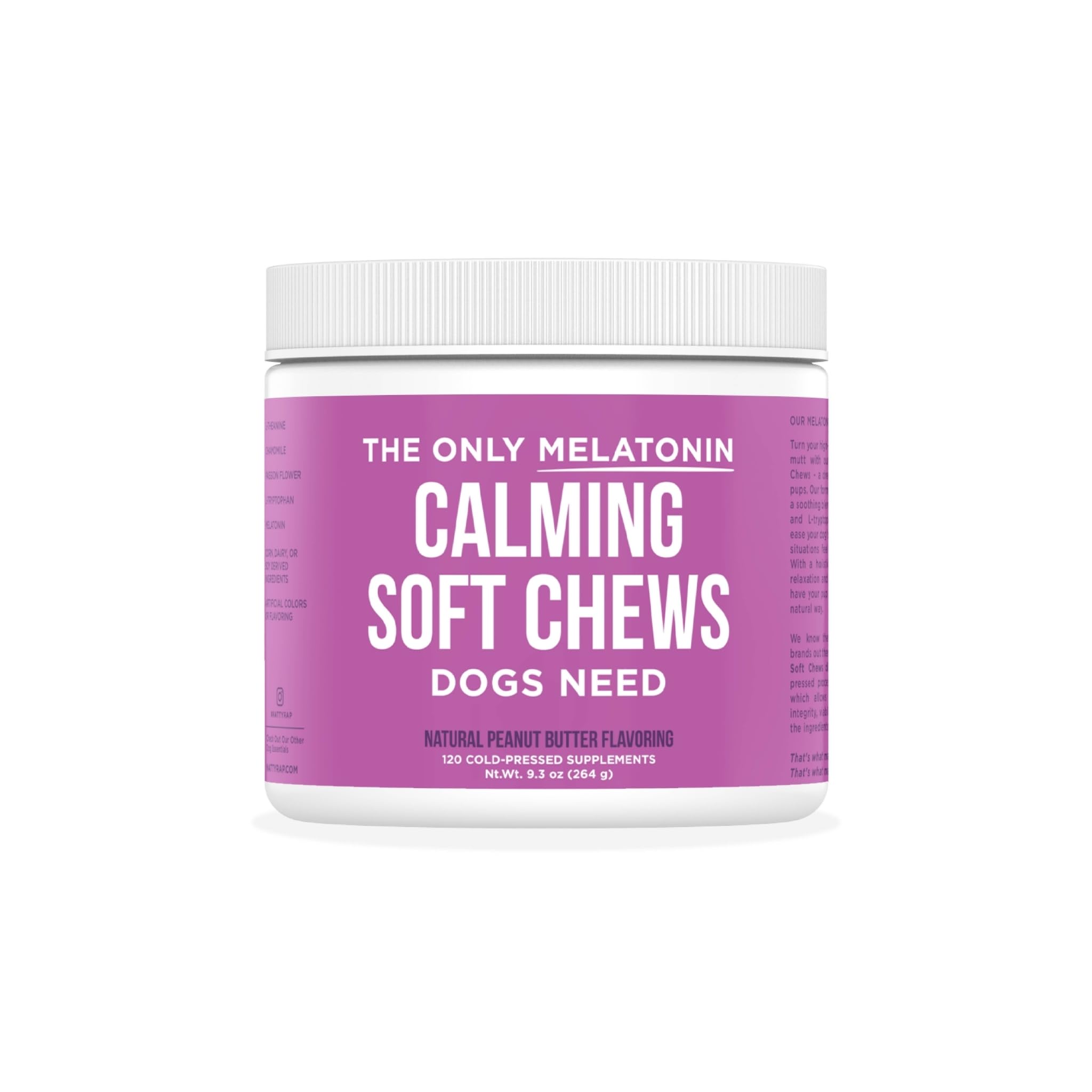 Natural Rapport dog calming chews bottle pour for easy dosing and calm moments.