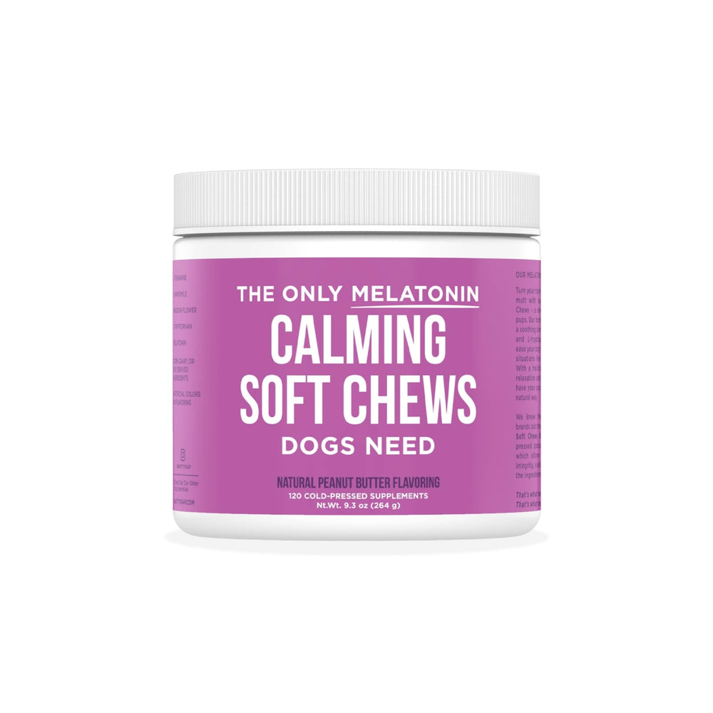 Natural Rapport dog calming chews bottle pour for easy dosing and calm moments.