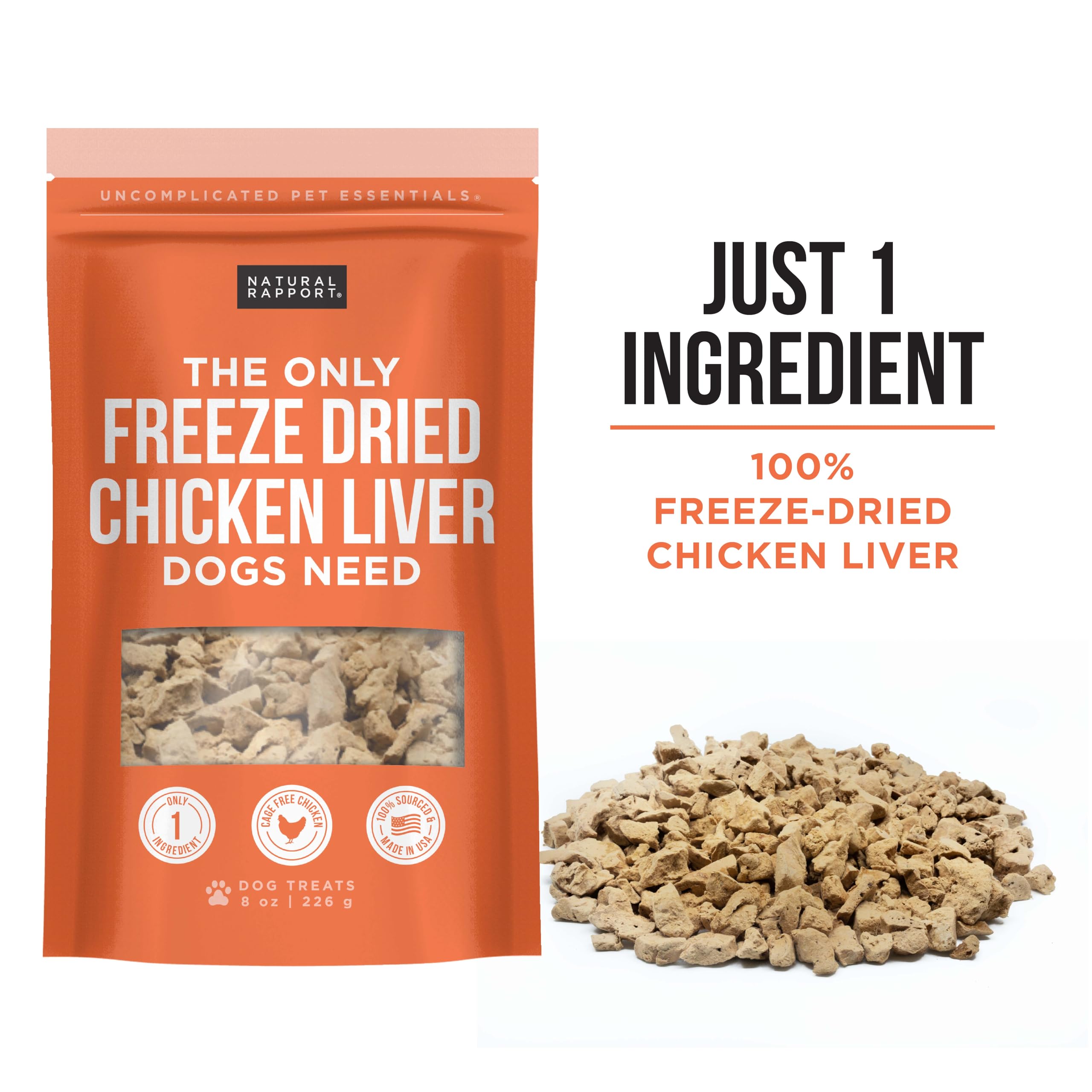 Natural Rapport dog treats travel resealable pouch shown for on-the-go rewards
