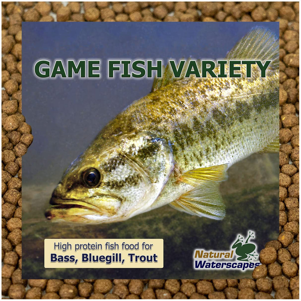 Natural Waterscapes pond-lake growth support pellets for sport fish.