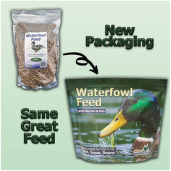 Natural Waterscapes Waterfowl Feed pellets floating in water illustrate long feeding time