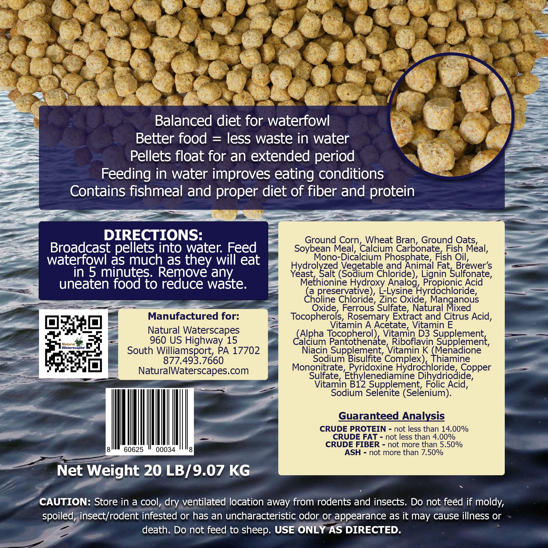 Natural Waterscapes feed supports ducks, swans, and geese with balanced nutrition.