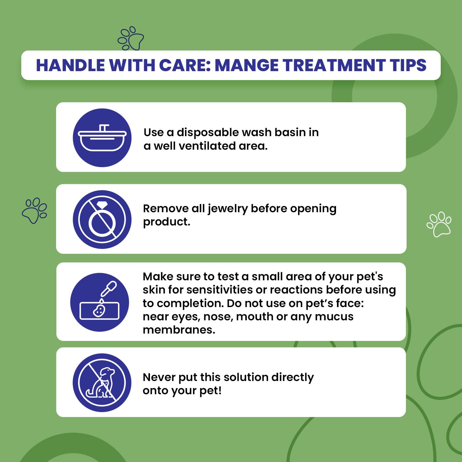 Naturasil kit notes remind gloves removal and jewelry safety.
