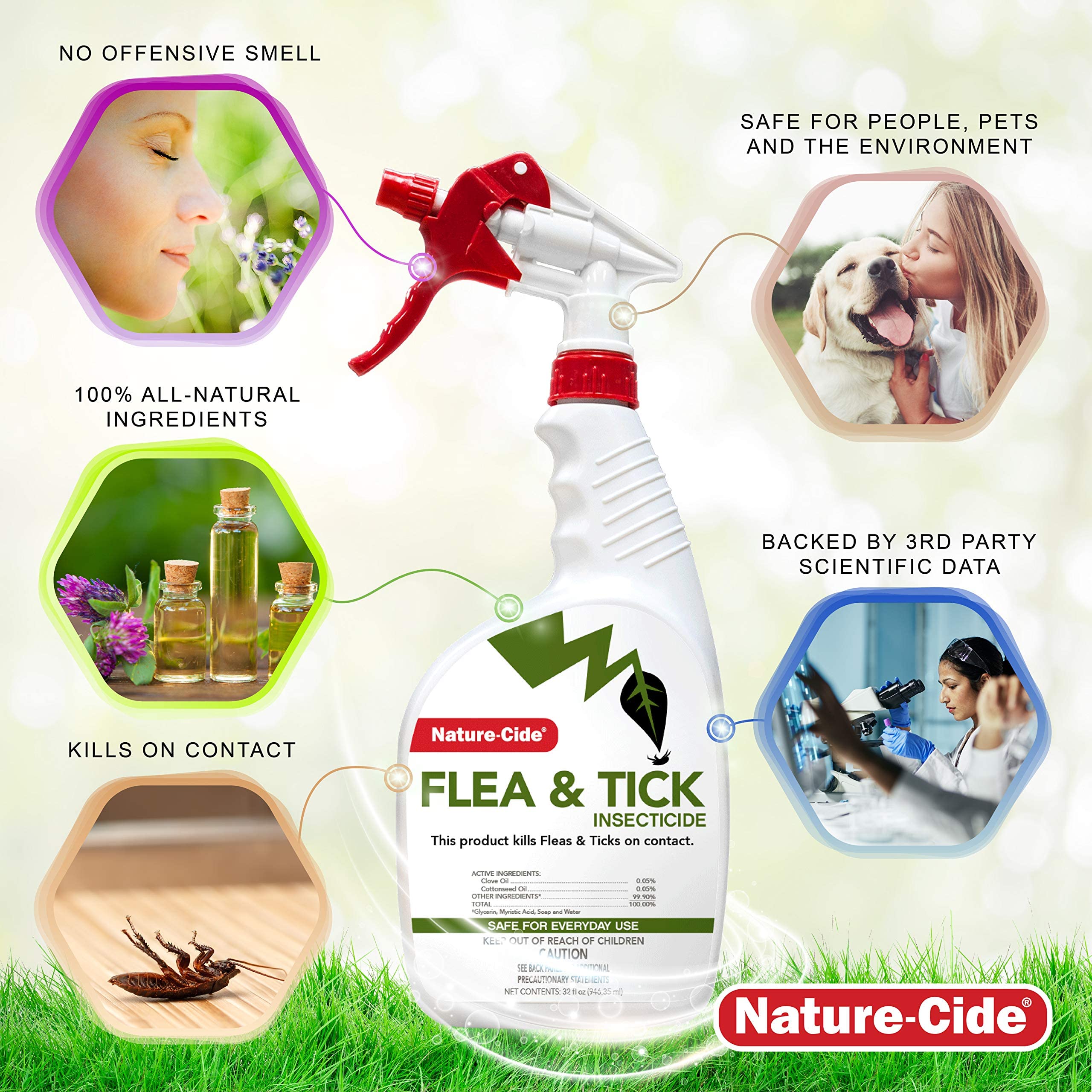 Nature-Cide Flea & Tick 32oz bottle ready for large-area use.