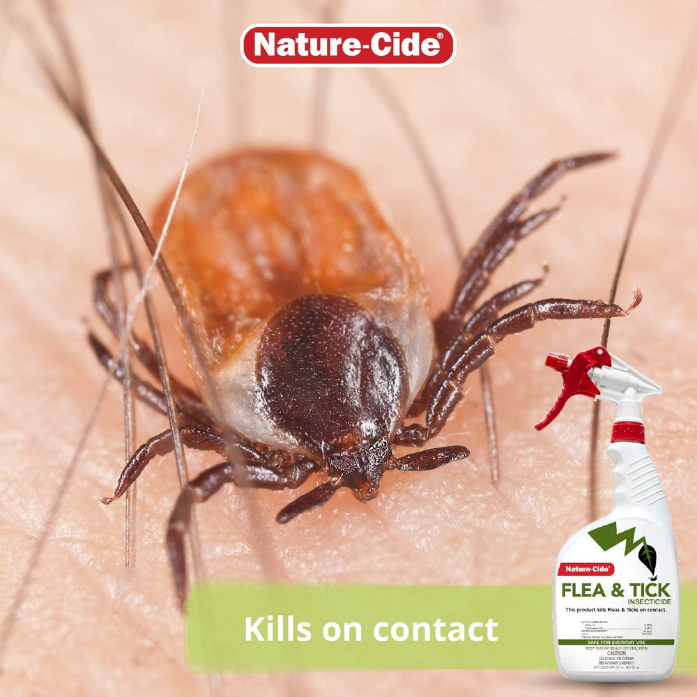 Nature-Cide Flea & Tick on-contact action shown during use.