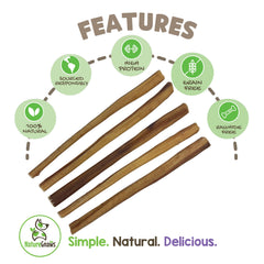 Nature Gnaws large bully sticks closeup texture — savory beef flavor for dog chewing satisfaction.