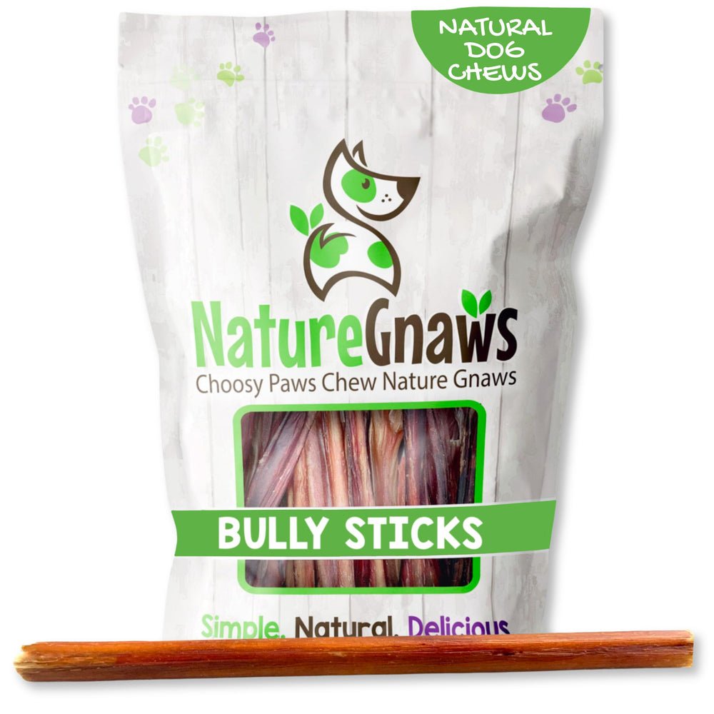 Nature Gnaws large bully sticks pack-shot — long-lasting chews for aggressive chewers.