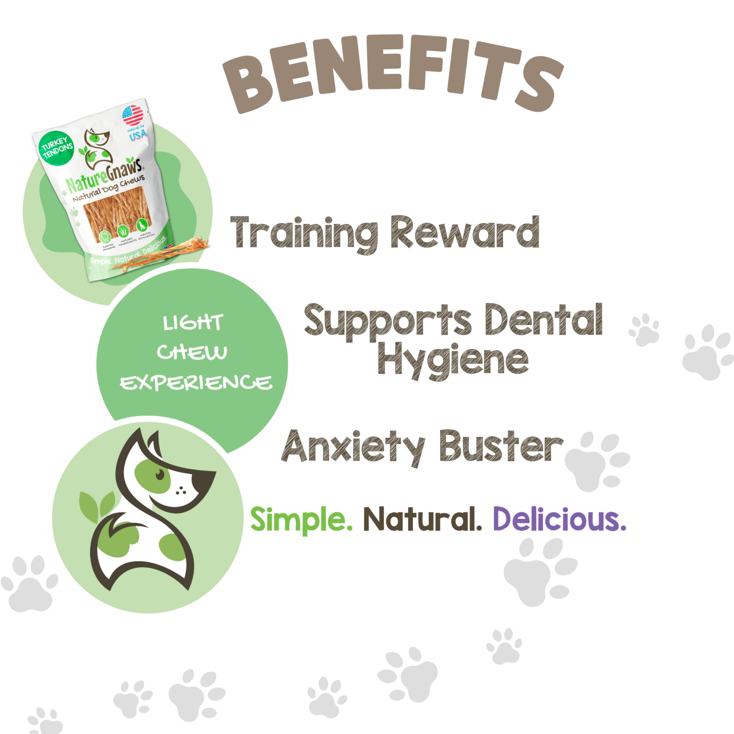 Nature Gnaws USA Turkey Tendons are ideal crunch rewards for small breeds.