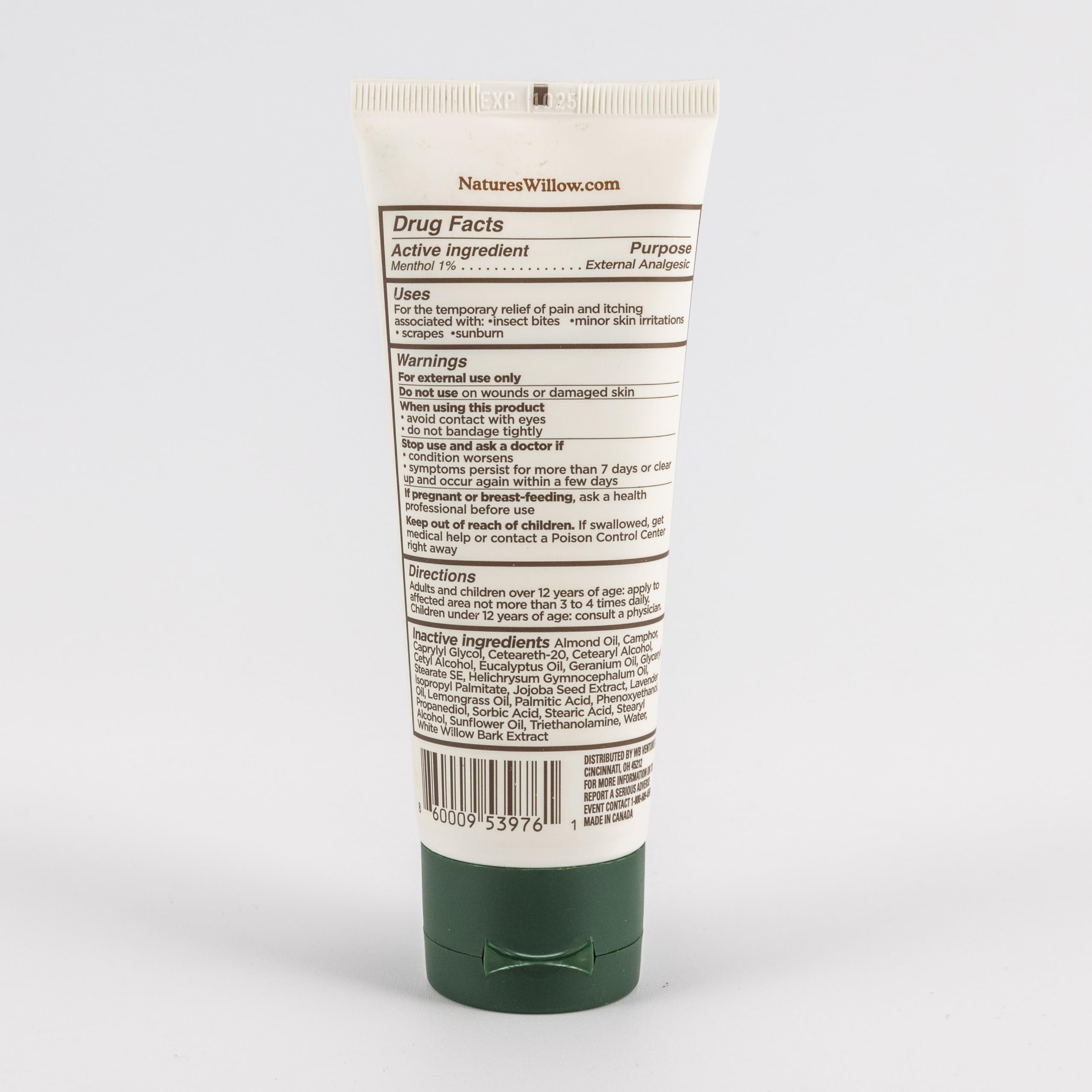 Nature's Willow Itch Relief Lotion in nature setting illustrating on-the-go use.