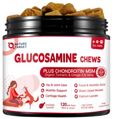 Nature Target dog joint chews bottle supports joint mobility and everyday activity.