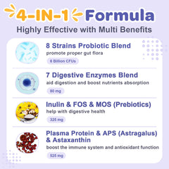 Nature Target dog probiotics powder sprinkled on dry food for digestion support