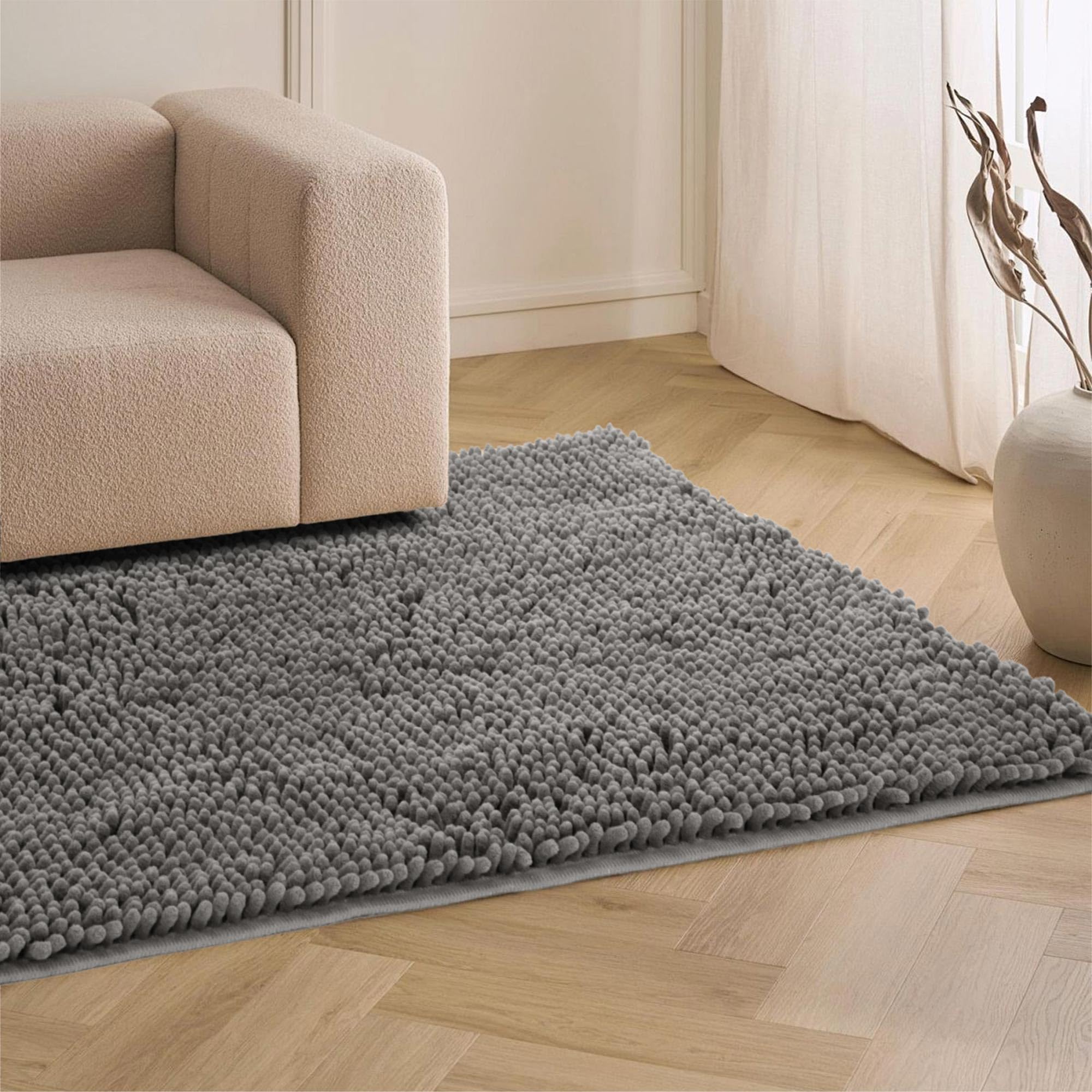 Naturei 60x36 front-door mat in gray provides wide coverage