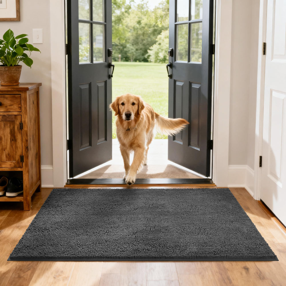 Naturei Chenille Dirt-Trapper Entryway image conveys all-weather protection from tracked dirt