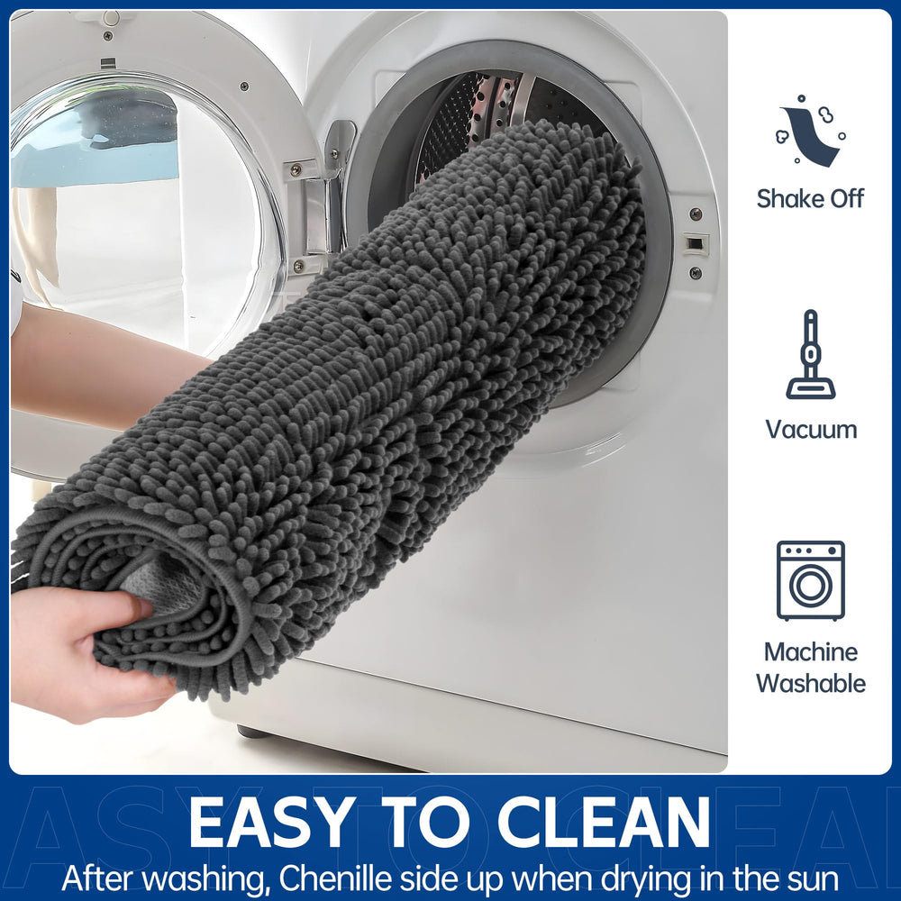 Naturei washable door mat allows easy cleaning by shake, vacuum, or machine wash