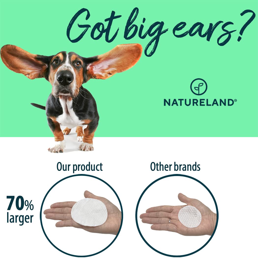 Natureland ear wipes aloe vera soothing formula calms irritated ears.