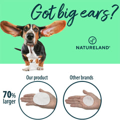 Natureland ear wipes aloe vera soothing formula calms irritated ears.