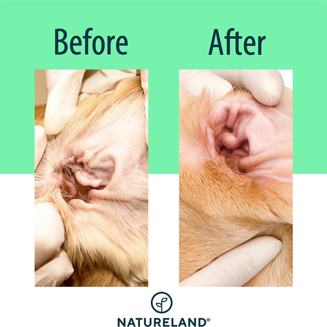 Natureland ear wipes odor-relief after irritation to reduce head shaking.