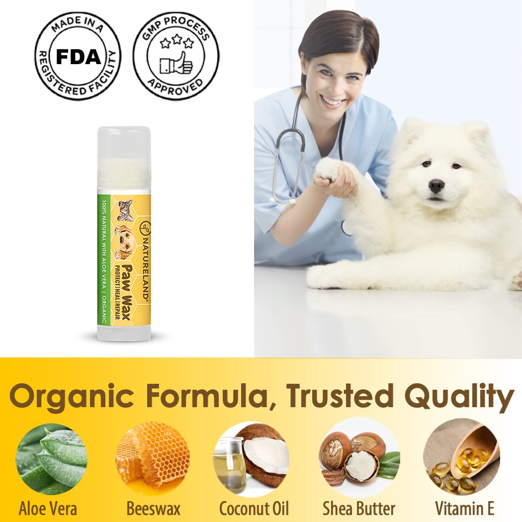 Indoor-outdoor safe Natureland paw wax won't stain carpets or clothes.