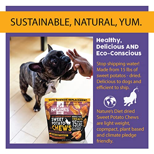 Nature's Diet Sweet Potato Chews XL dog in action, enjoying a chew