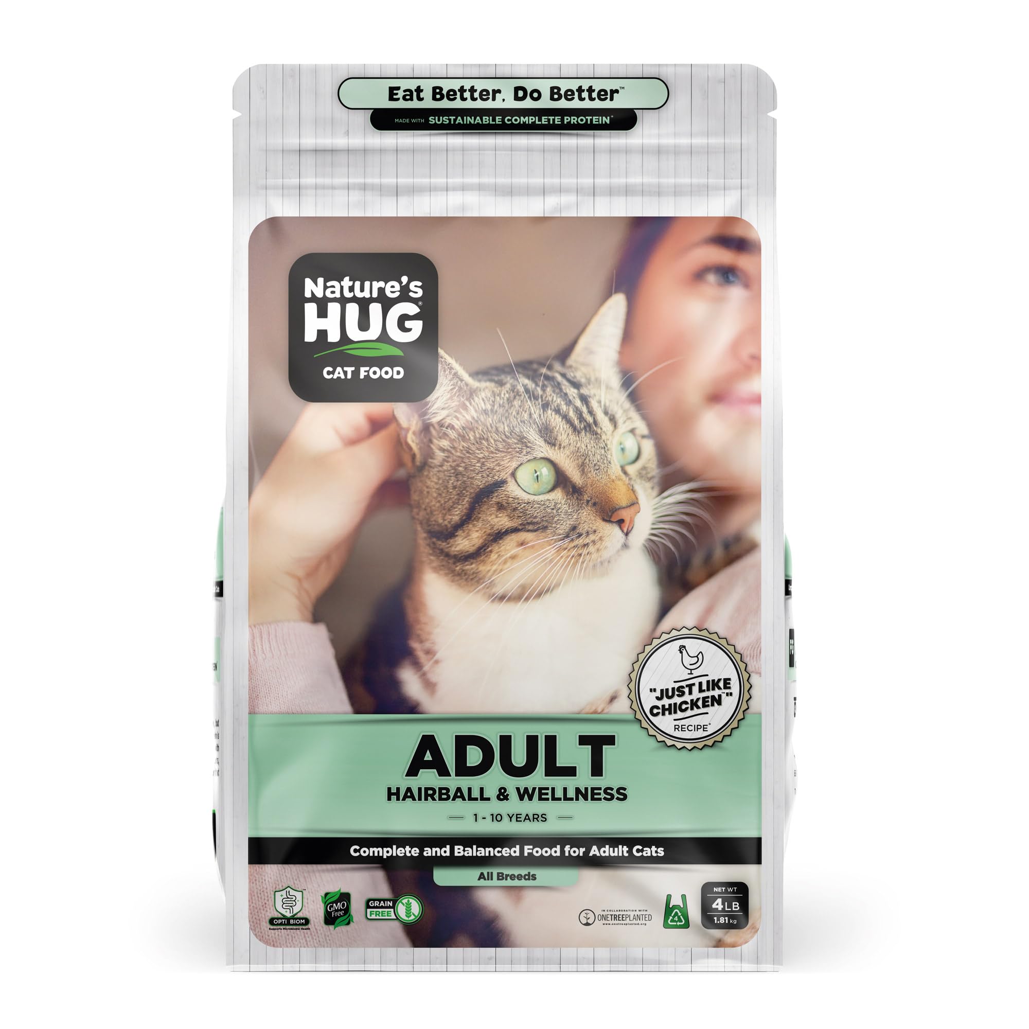 Nature's HUG hypoallergenic dry cat food bowl serving for easy feeding and hairball care