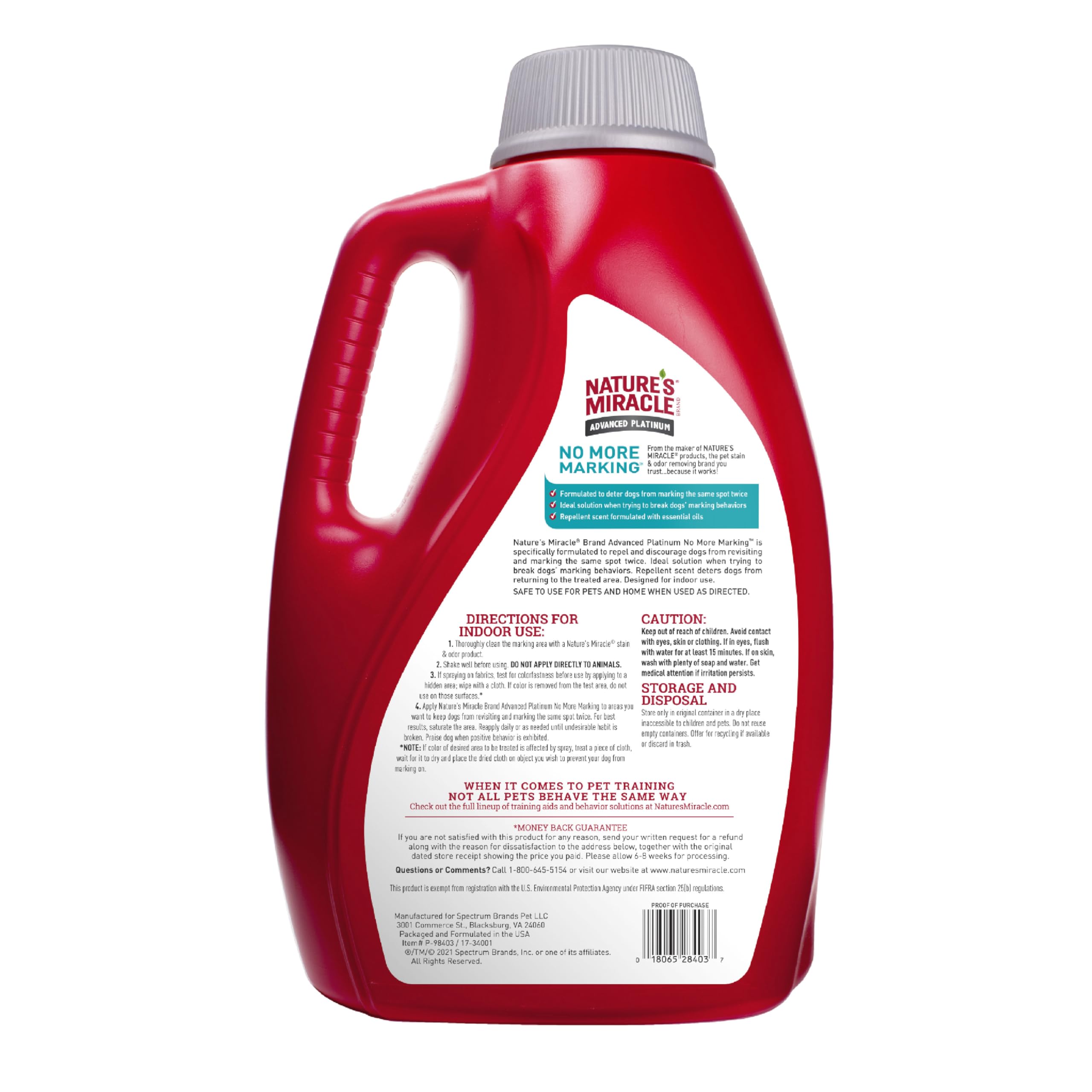 Nature’s Miracle Advanced Platinum No More Marking spray nozzle—repellent scent for preventing dog marking.