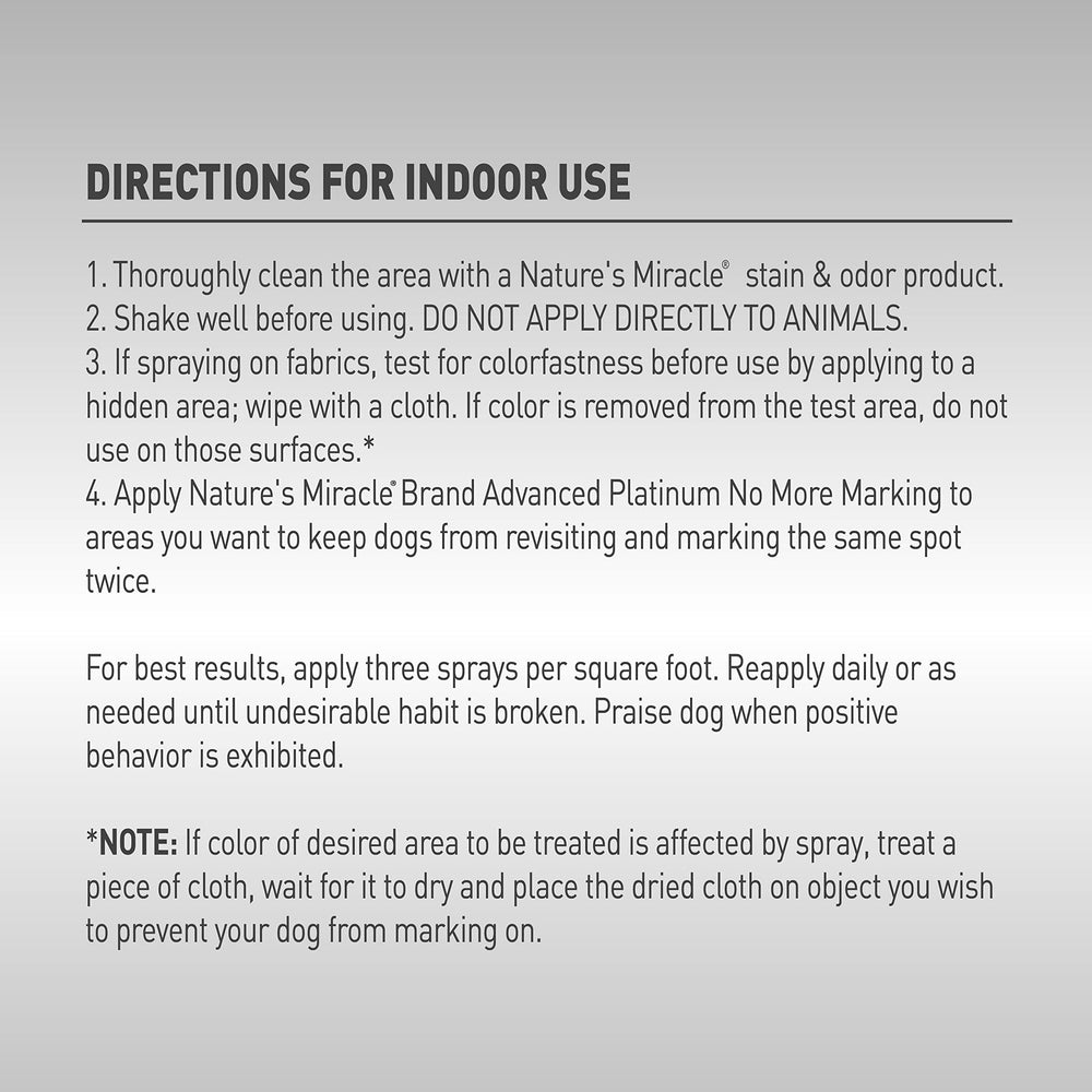 Nature's Miracle Advanced Platinum No More Marking repellent scent with essential oils deters dogs from revisiting treated areas