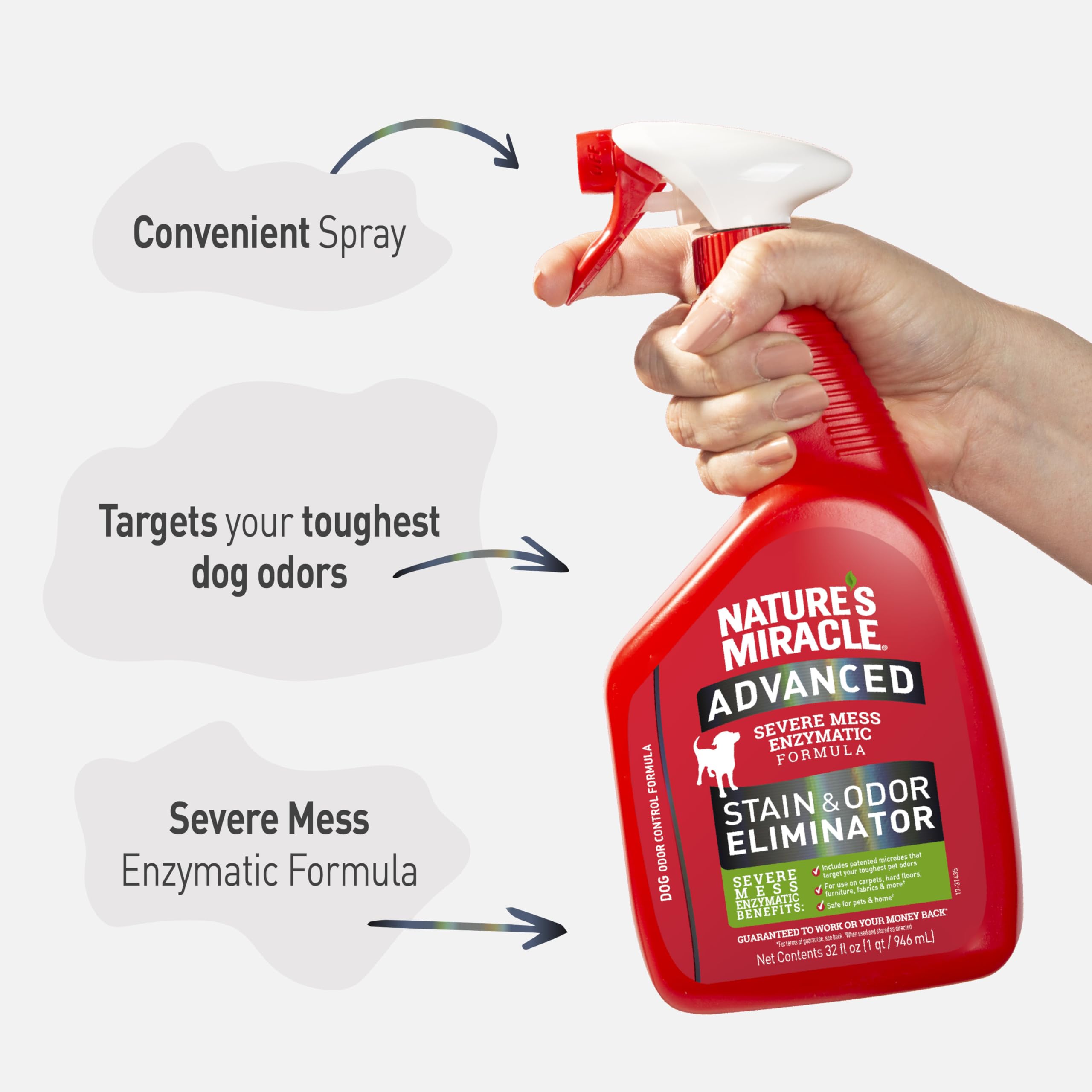 Nature’s Miracle enzymatic action shown for ongoing mess cleanup.