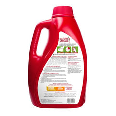 Nature's Miracle label closeup highlights enzyme formula and severe-mess capabilities.