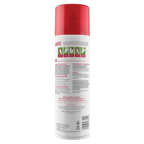 Nature's Miracle Advanced Stain & Odor Eliminator Foam spray-application showing deep carpet reach