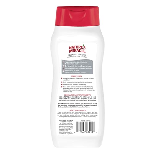 Nature's Miracle hypoallergenic shampoo for dogs lather demonstrates gentle cleansing for sensitive skin.