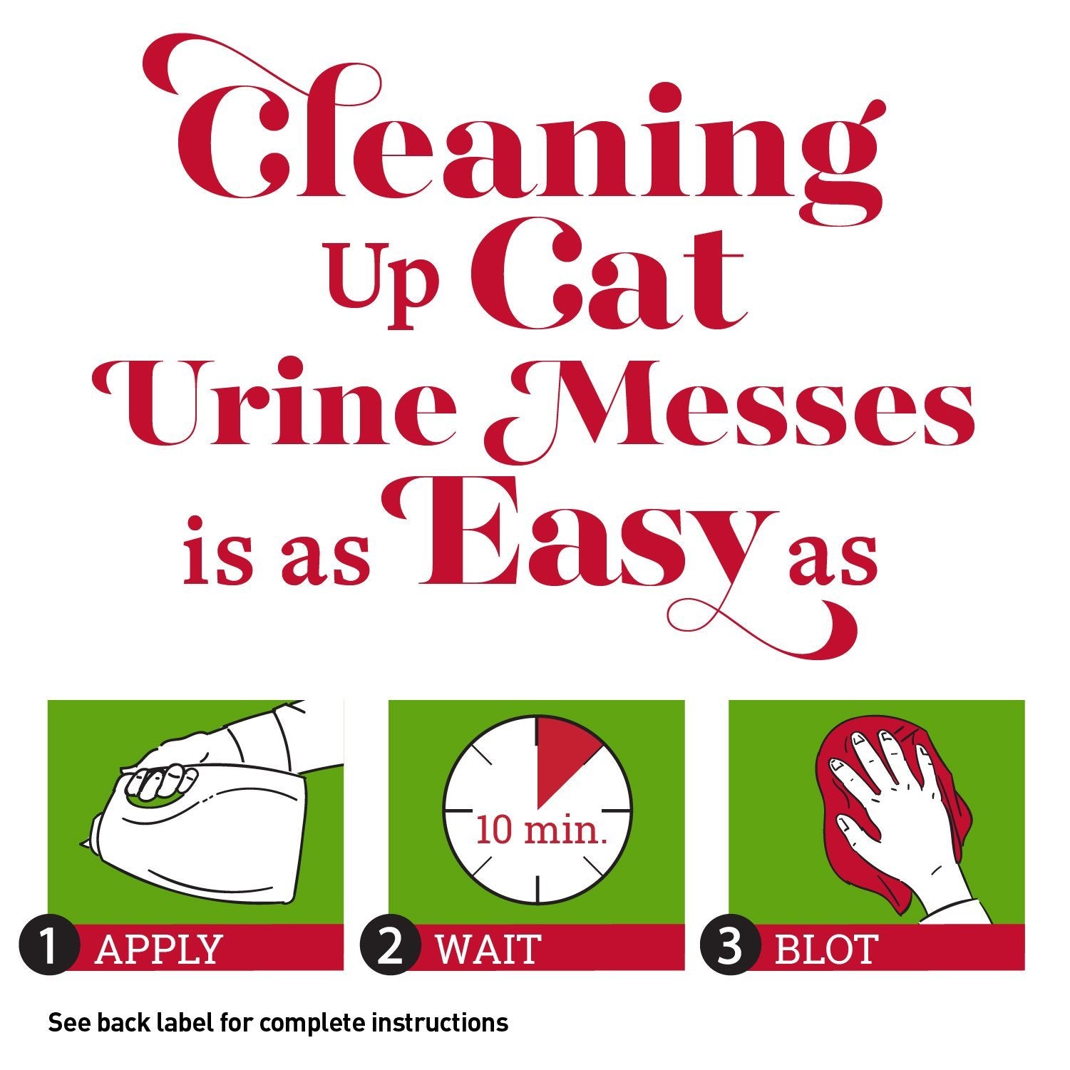 Nature's Miracle Urine Destroyer on carpet application demonstrates stain and odor neutralization