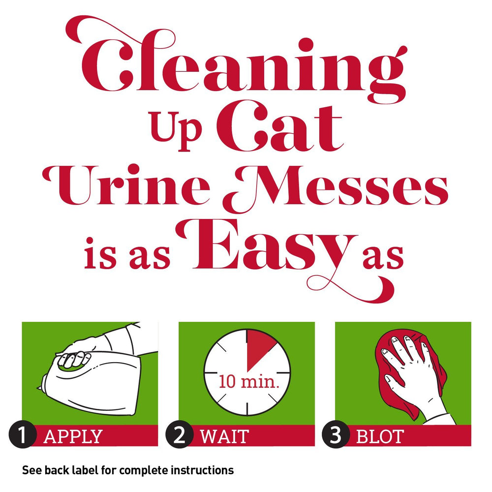 Nature's Miracle Urine Destroyer on carpet application demonstrates stain and odor neutralization