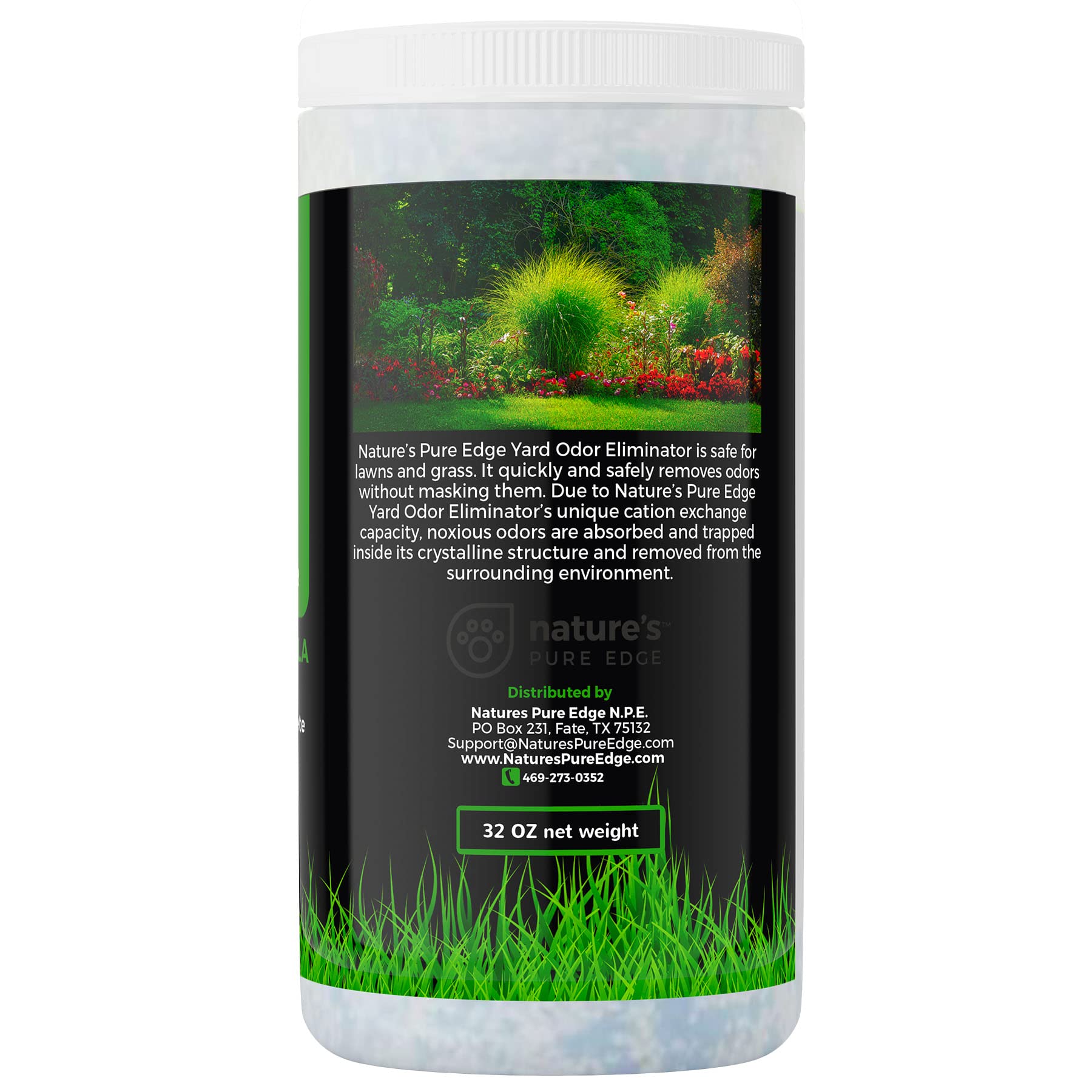 Nature's Pure Edge artificial grass odor remover on synthetic lawn.