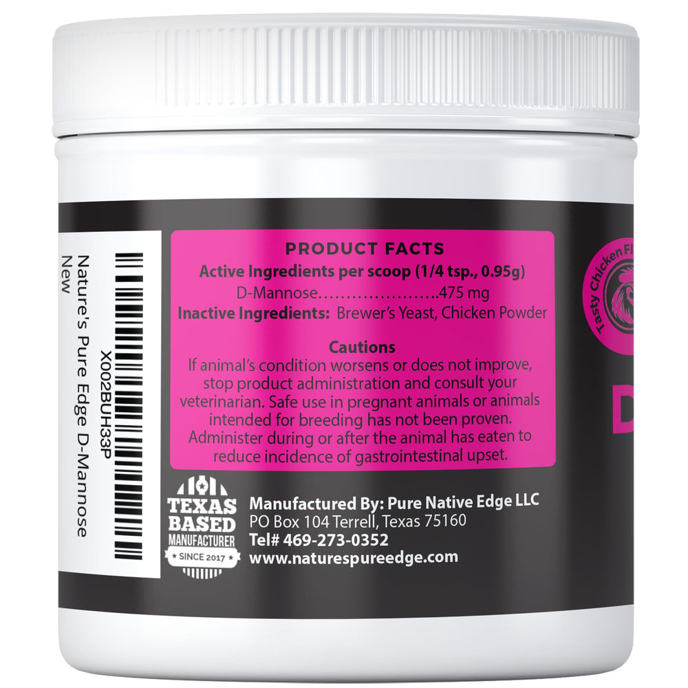 Nature's Pure Edge D-Mannose chicken dosing schedule helps owners track treatment.