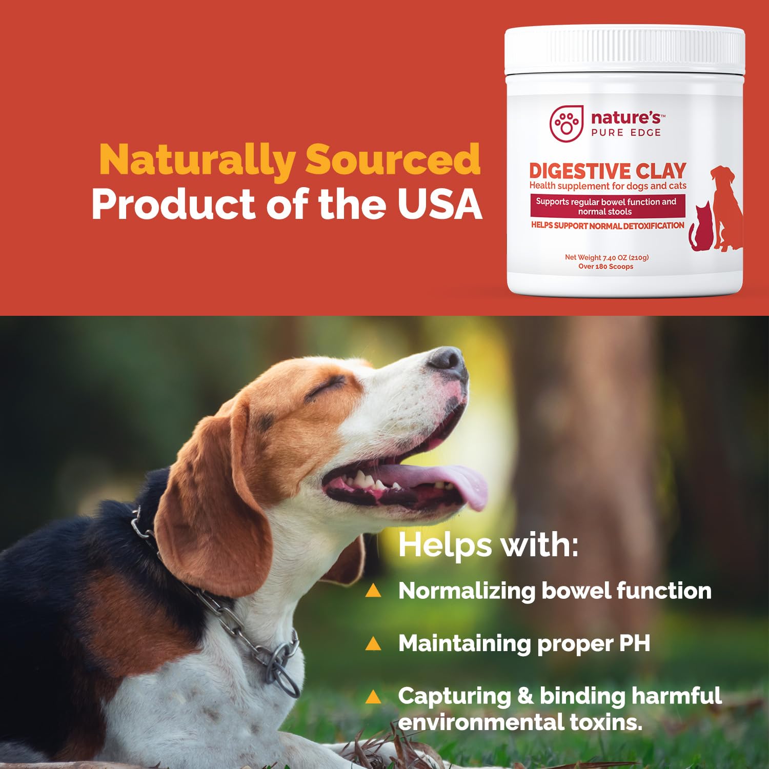 Nature's Pure Edge extra-large container offers long-lasting support for pet digestion.