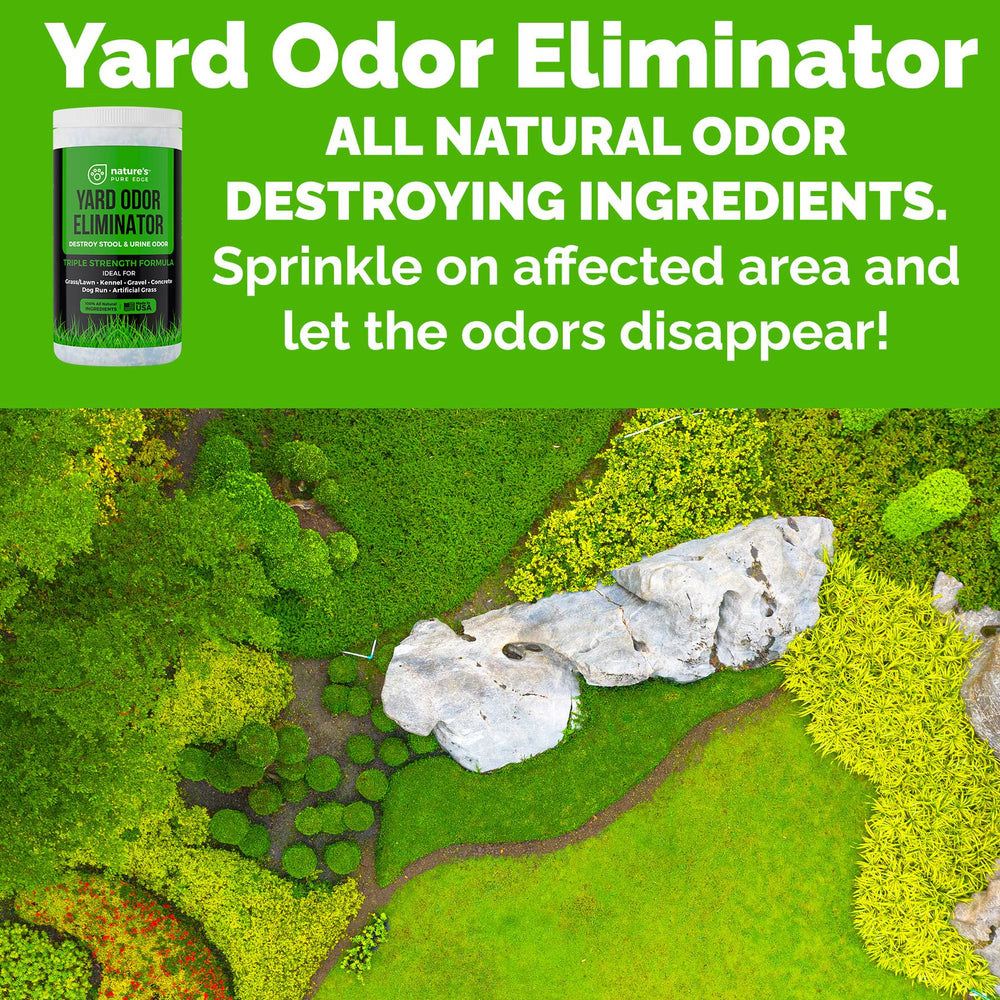 Nature's Pure Edge lawn odor control applied to grass and soil.
