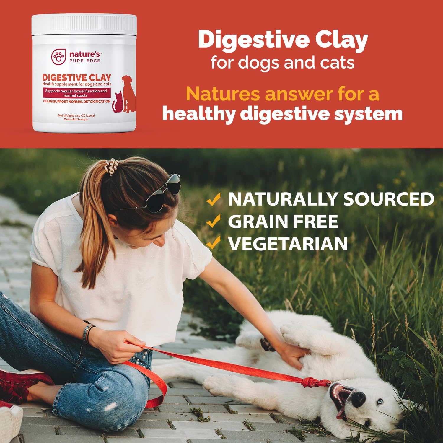 Nature's Pure Edge serving-scoop image highlights simple dosing for consistent digestive care.