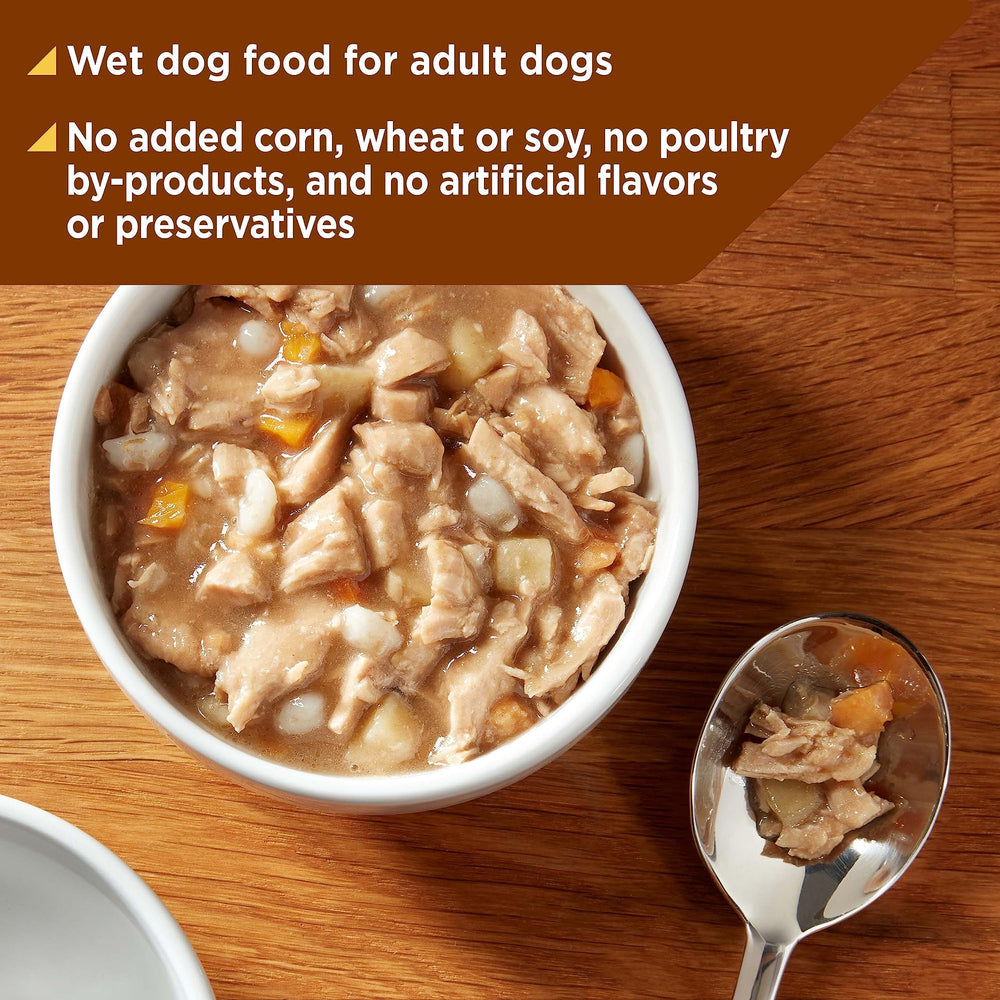 Nature's Recipe wet-dog-food serving bowl with savory broth aroma