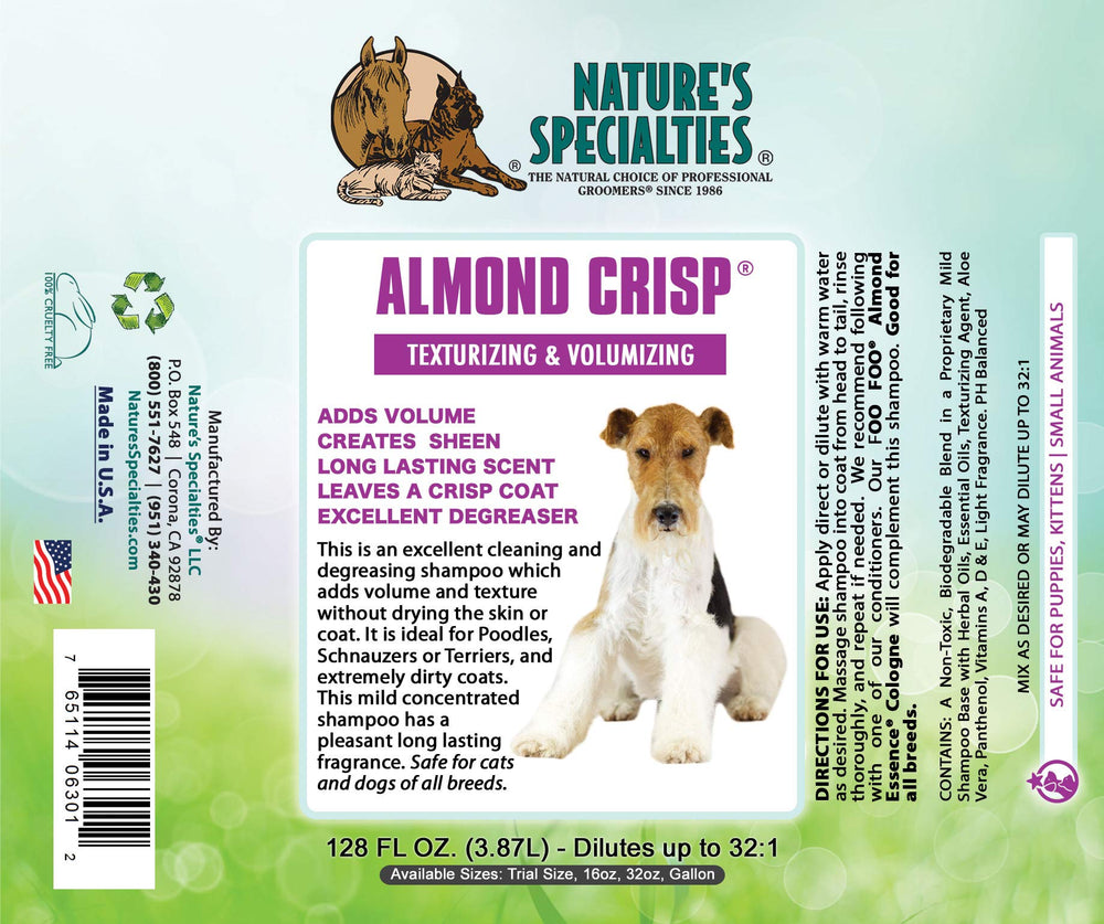 Nature's Specialties Almond Crisp dilution in progress demonstrates cost-efficient grooming up to four gallons.