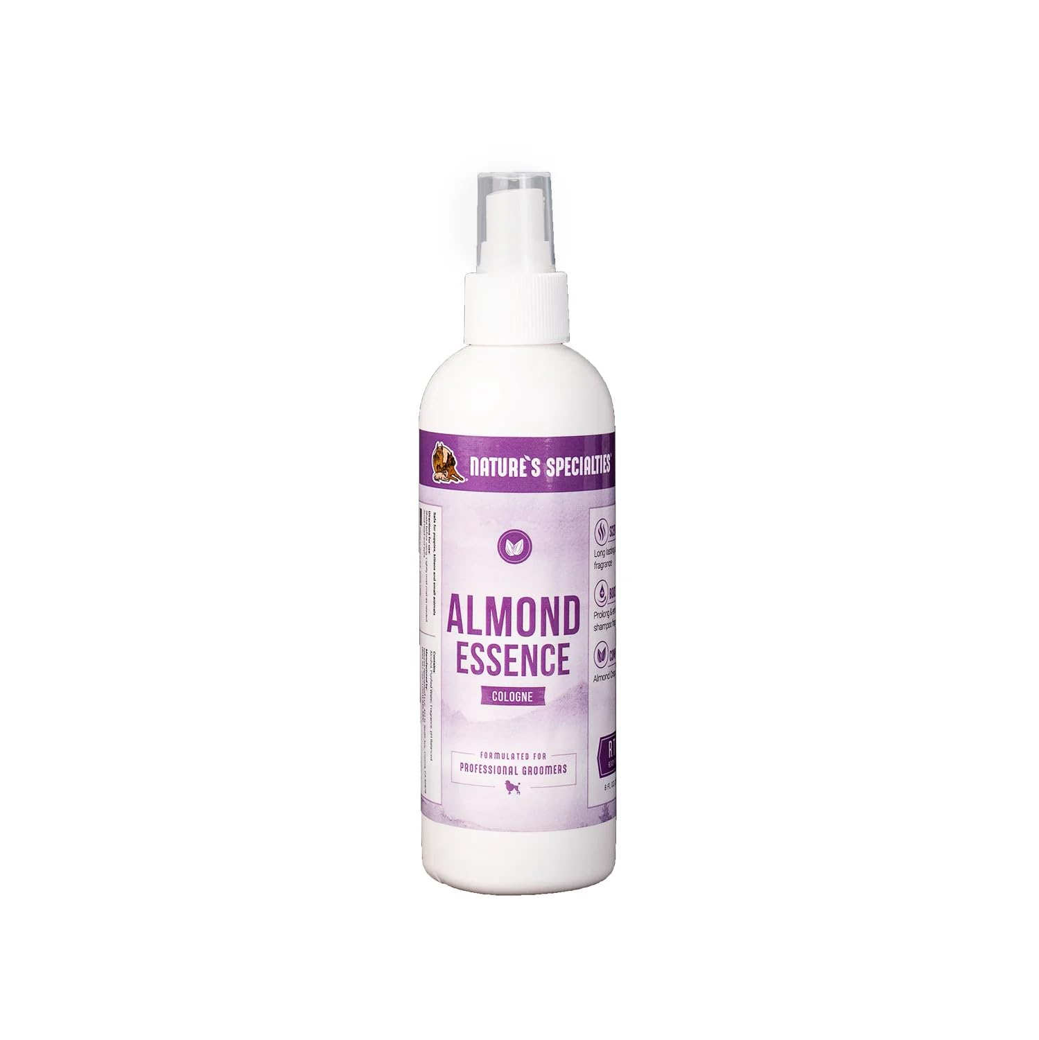 Nature's Specialties Almond Essence dog cologne bottle with almond aroma for a refreshing finish