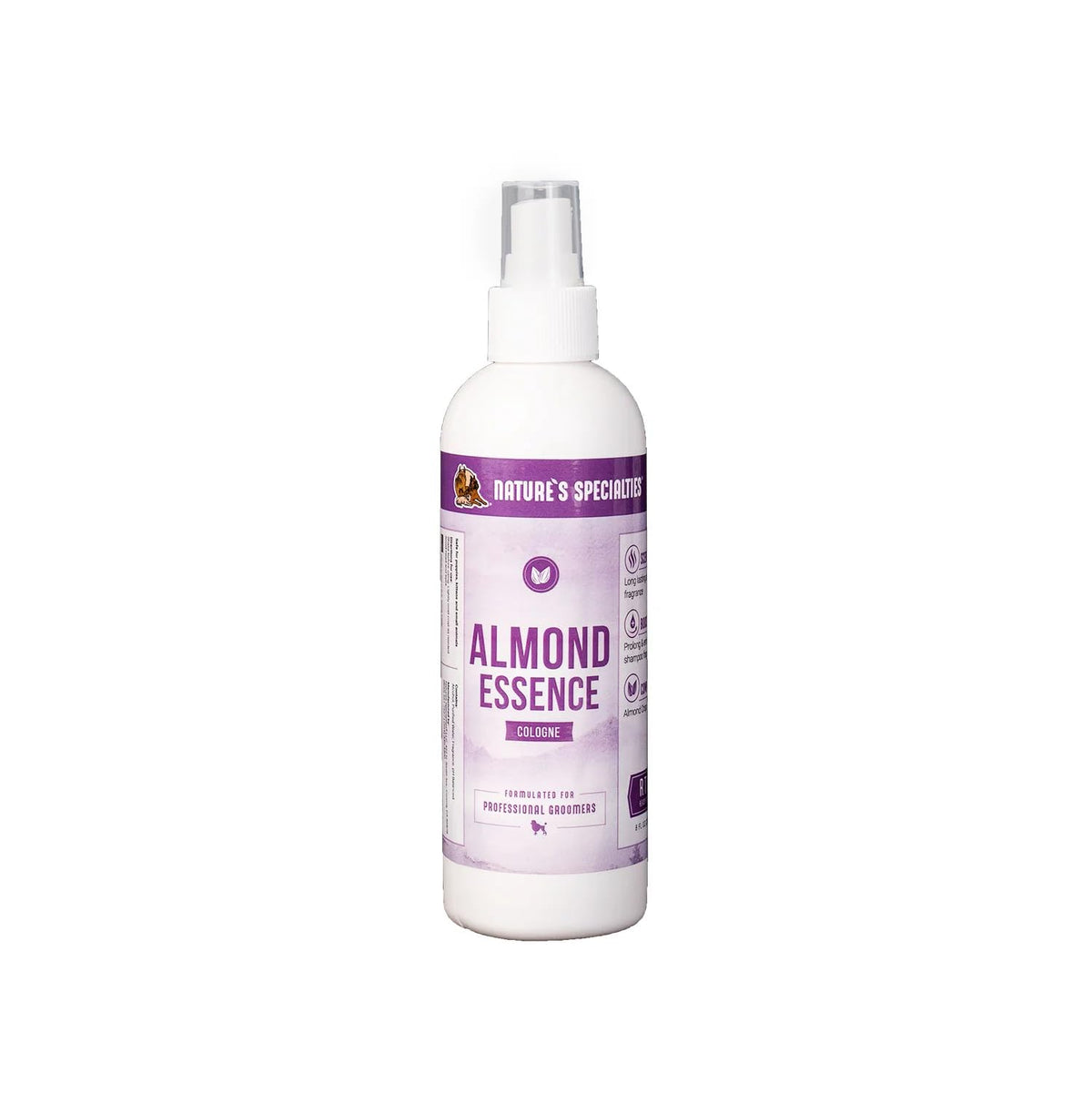 Nature's Specialties Almond Essence dog cologne bottle with almond aroma for a refreshing finish