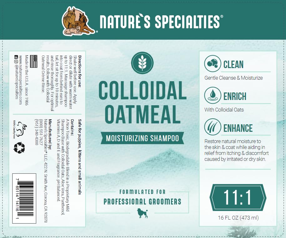 Nature's Specialties Colloidal Oatmeal Shampoo dilution directions for grooming