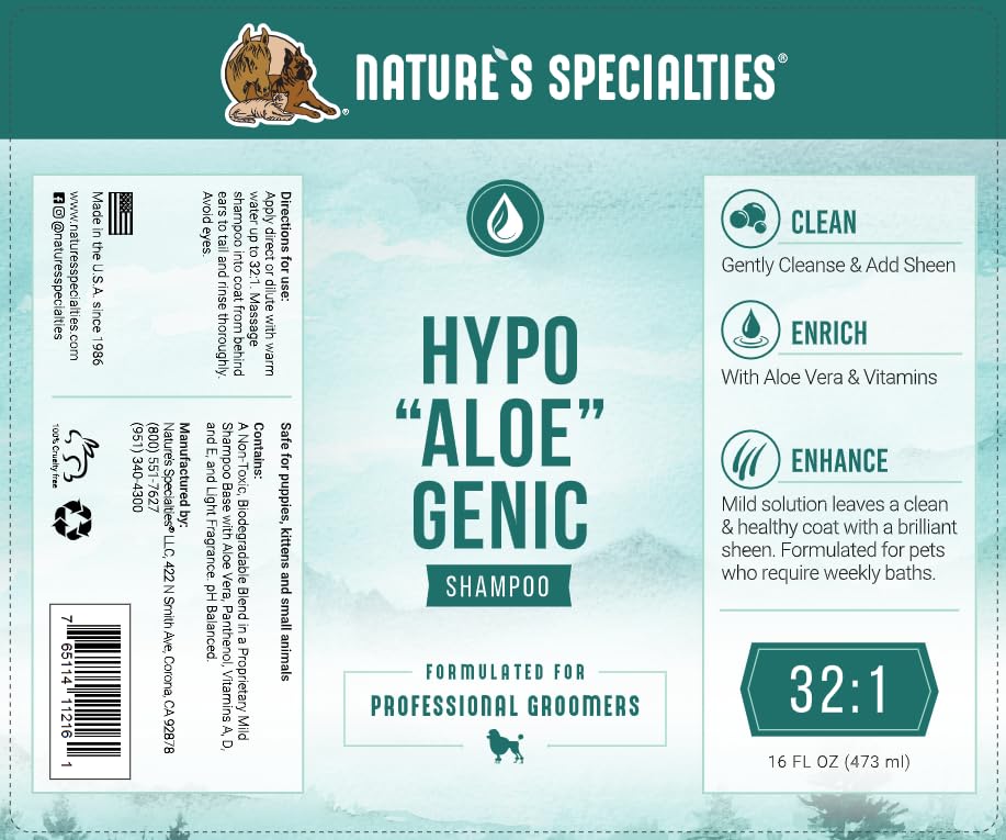 Nature's Specialties hypoallergenic aloe dog shampoo lather close-up for luxurious, soft coats