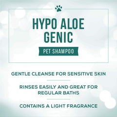 Nature's Specialties hypoallergenic aloe dog shampoo being massaged into a dog's coat for even cleansing