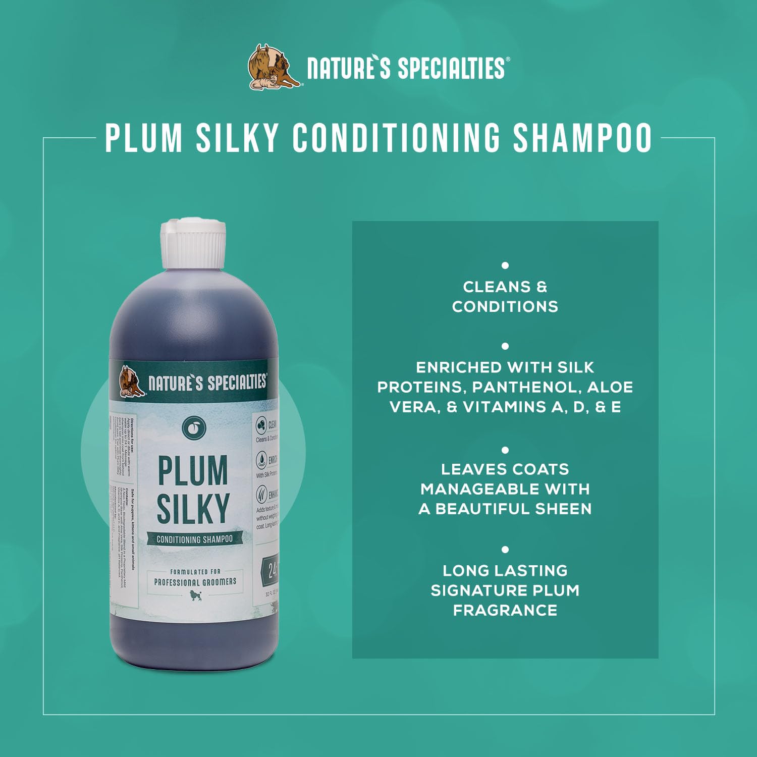 Nature's Specialties Plum Silky pouring with water shows direct-use option.
