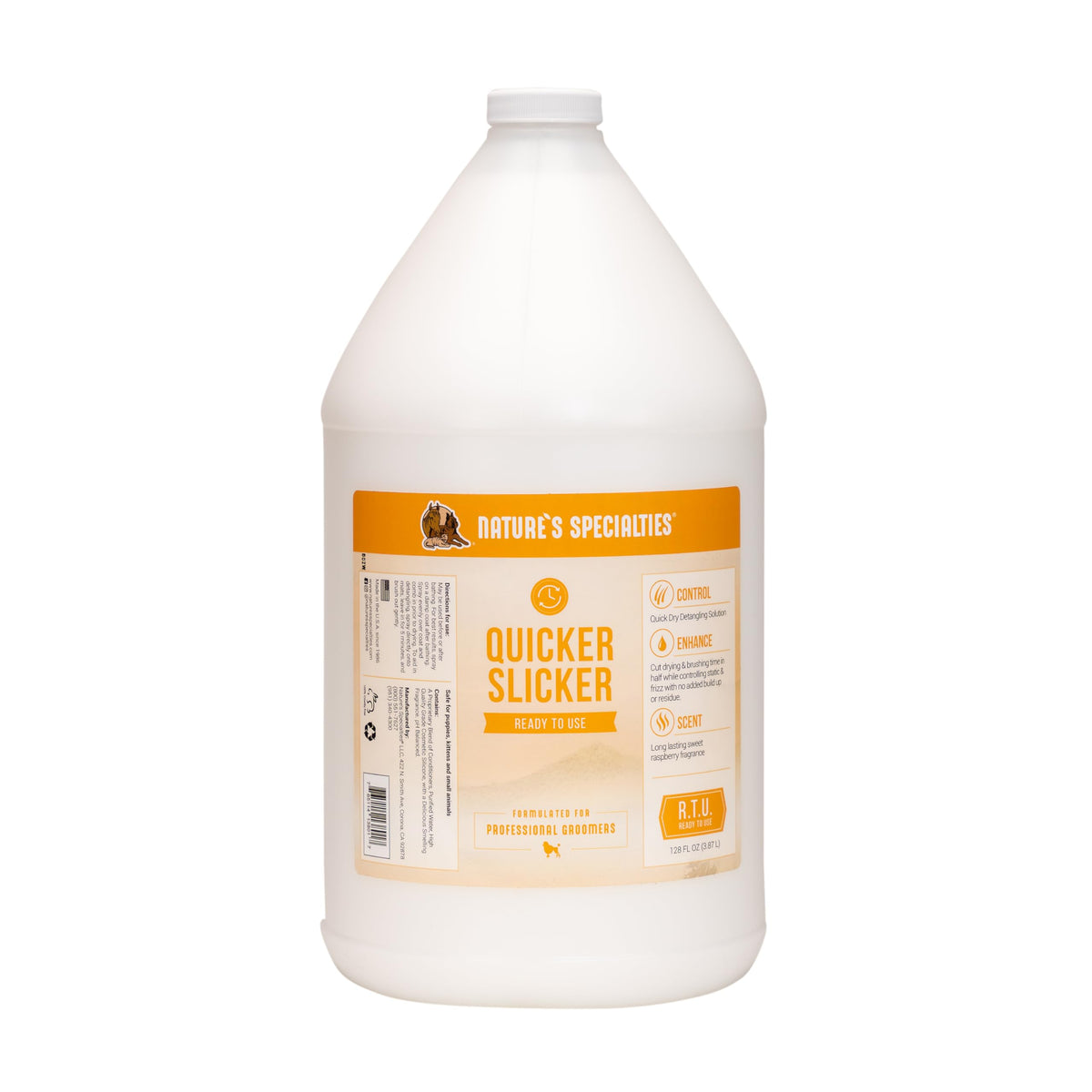 Nature's Specialties Quicker Slicker bottle close-up for detangling prep